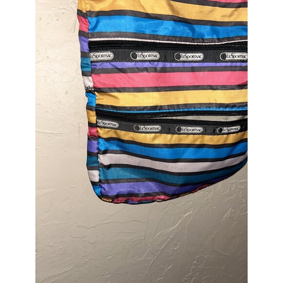 Le Sportsac Zippered Crossbody Bag Multicolor Stripes - Picture 3 of 11